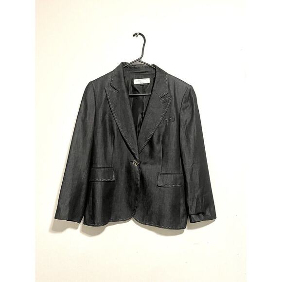 Tahari Blazer Women’s 14P Charcoal Career Jacket Lined Work Wear - Picture 1 of 8